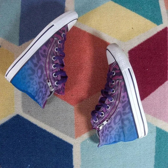 Converse All Star Chuck Taylor Purple Blue Cheetah Size 6 - Picture 5 of 5